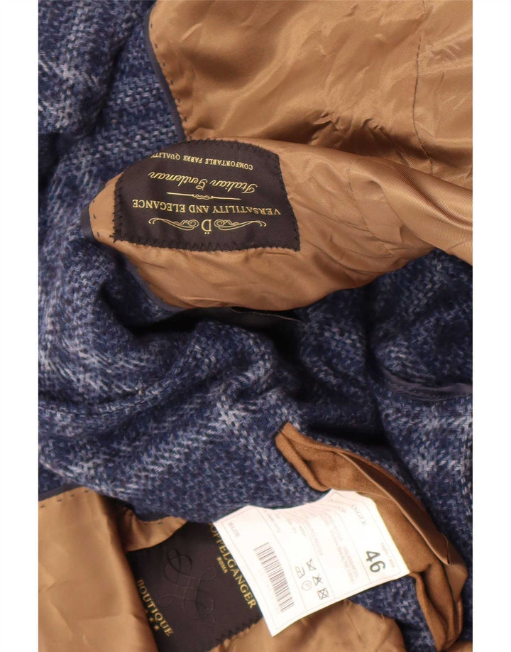 Abrigo vintage para hombre IT 46 Poliéster a cuadros azul marino pequeño