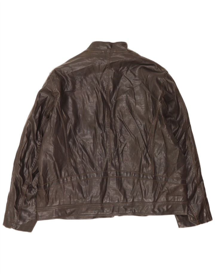BKE Chaqueta de piel sintética para hombre UK 44 2XL Marrón Polivinilo