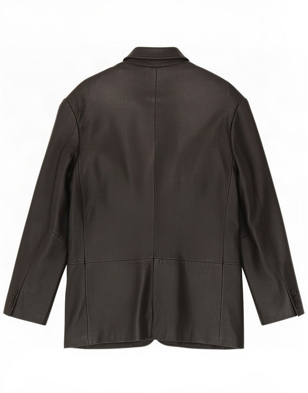 Kartel Chaqueta tipo blazer de cuero con 3 botones para hombre, talla 40, color negro