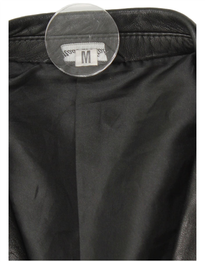 Vintage hombres 2 botones cuero Blazer chaqueta Reino Unido 38 cuero negro medio