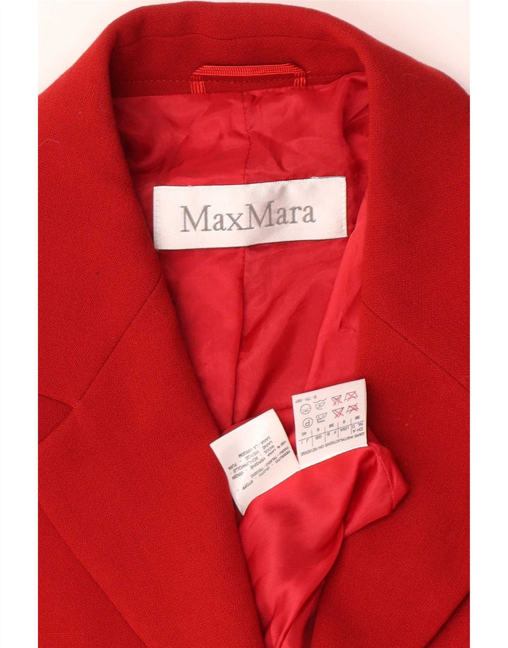 Max Mara Chaqueta Blazer de 3 Botones para Mujer UK 8 Small Red Wool