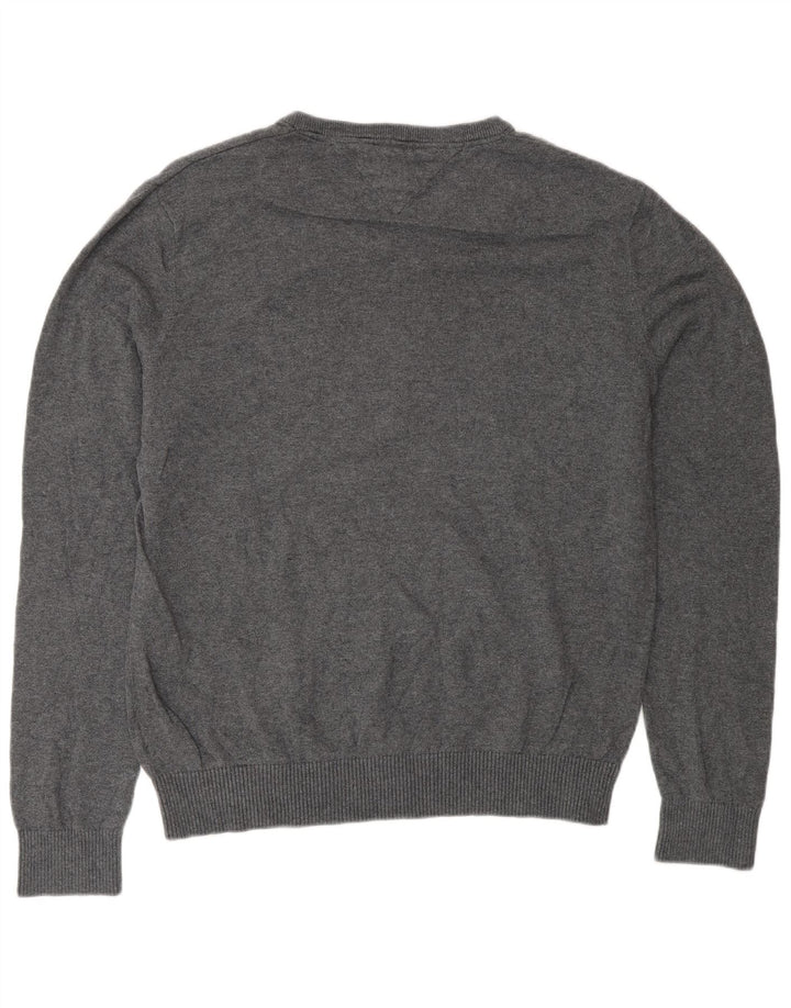 Tommy Hilfiger Suéter con Cuello en V para Hombre Gris Medio Argyle/Diamond Cotton