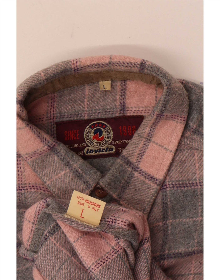 Camisa de franela para hombre Invicta Poliéster a cuadros rosas grandes