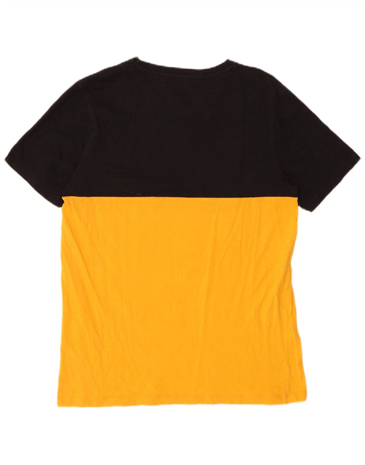 JACK & JONES Hombre Camiseta gráfica Top Large Amarillo Colorblock Algodón