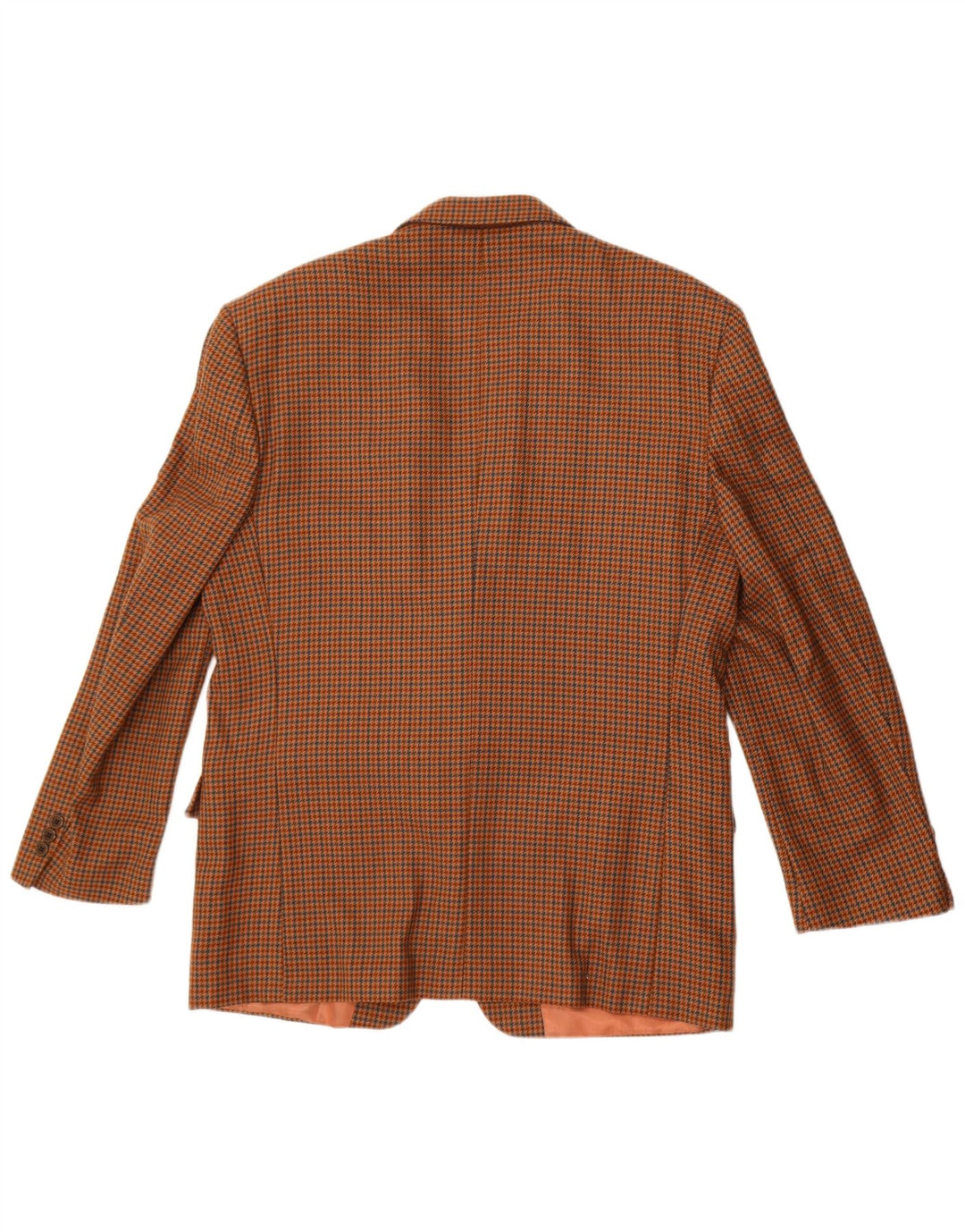 Vintage hombres 2 botones Blazer chaqueta Reino Unido 38 lana de pata de gallo marrón medio