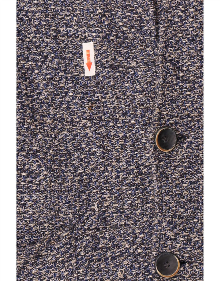 Zara Chaqueta tipo blazer de punto con 2 botones para niño 13-14 años Algodón moteado azul