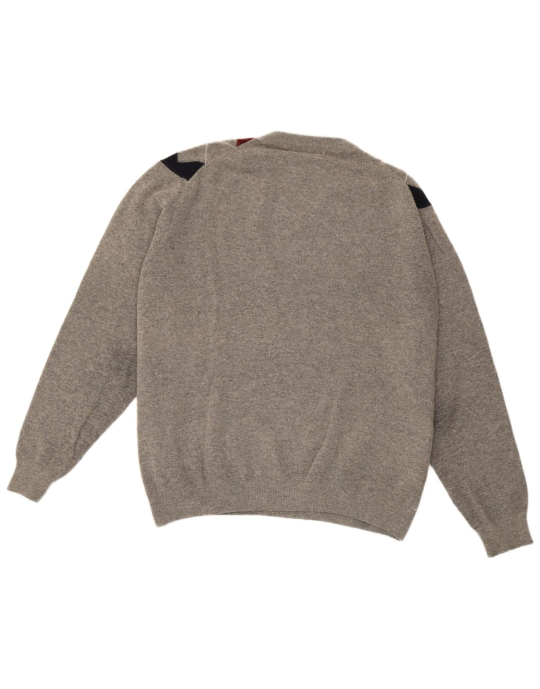 Rifle Jersey con Cuello en V para Hombre Suéter Grande Gris Argyle/Lana de Diamante