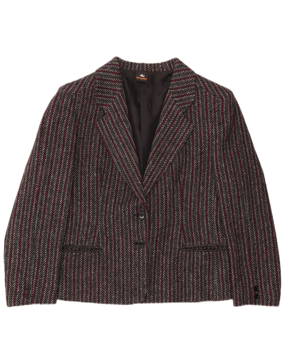 ELENA MIRO Chaqueta tipo blazer de 2 botones para mujer Reino Unido 44 Grande Gris a rayas