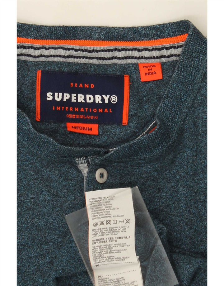 Superdry Hombre Top De Manga Larga De Algodón Moteado Verde Medio