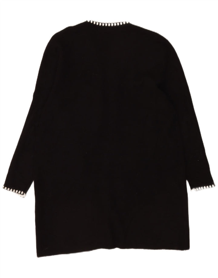 Zara Mujer Longline Open Cardigan Suéter UK 44 Medium Black Viscosa