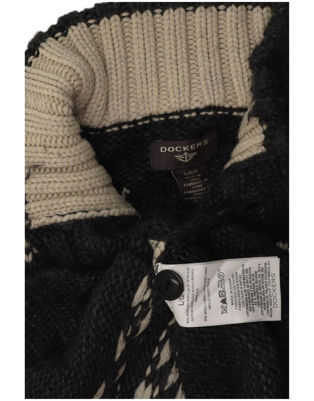 Dockers Suéter tipo jersey con cuello y botones para hombre Acrílico gris Fair Isle grande