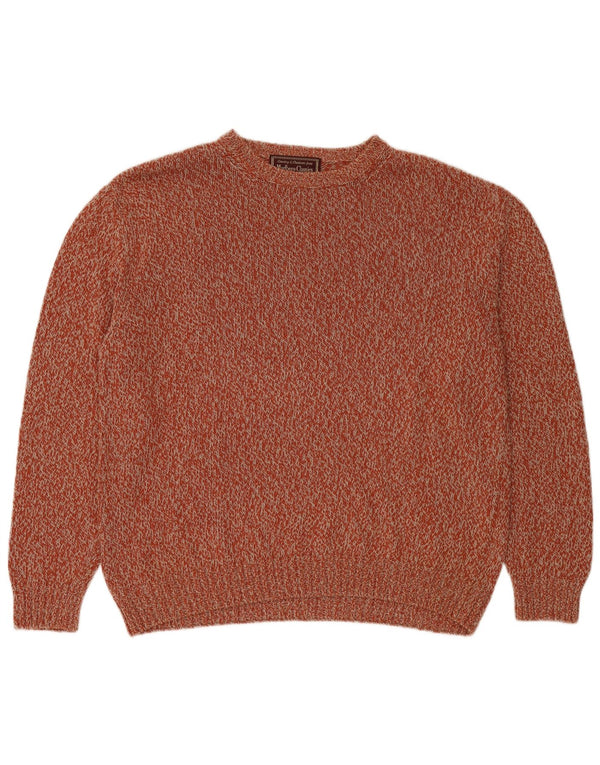 Marlboro Classics - Jersey de cuello redondo para hombre, talla XL, lino moteado naranja