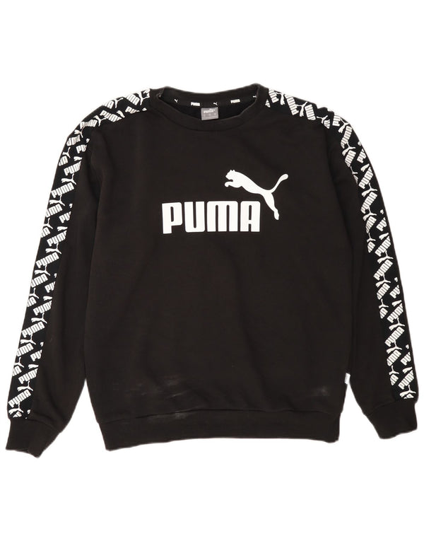Puma Sudadera de gran tamaño con gráfico para mujer UK 6 XS Algodón negro