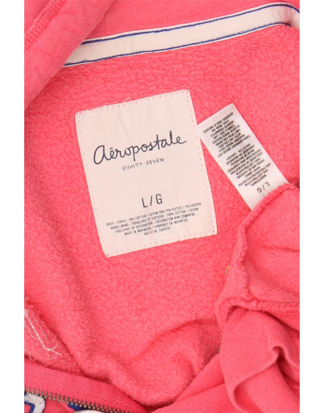 AEROPOSTALE Suéter con capucha y cremallera gráfica para mujer Reino Unido 16 Algodón rosa grande
