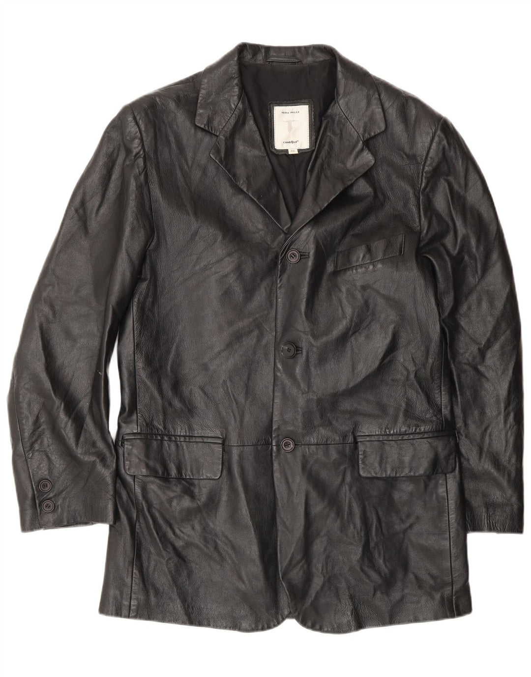 Conbipel Abrigo de cuero para hombre IT 46 Small Cuero negro
