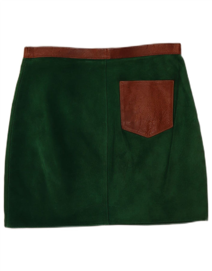 Minifalda vintage de ante para mujer W30 verde medio
