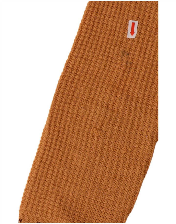 VINTAGE Mujer V-Cuello Jumper Suéter Reino Unido 10 Pequeño Marrón Geométrico