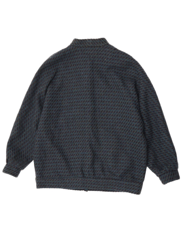 Vintage mujer 3/4 manga bomber chaqueta Reino Unido 14 grande azul marino rayas