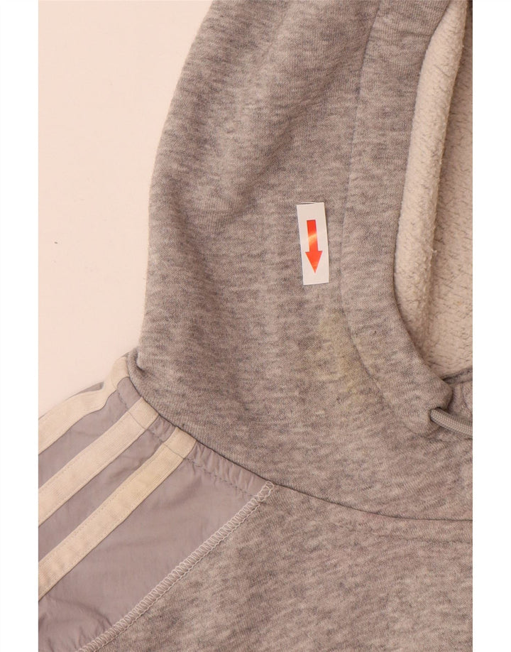 Adidas - Sudadera con capucha y cremallera para hombre, tamaño grande, algodón gris