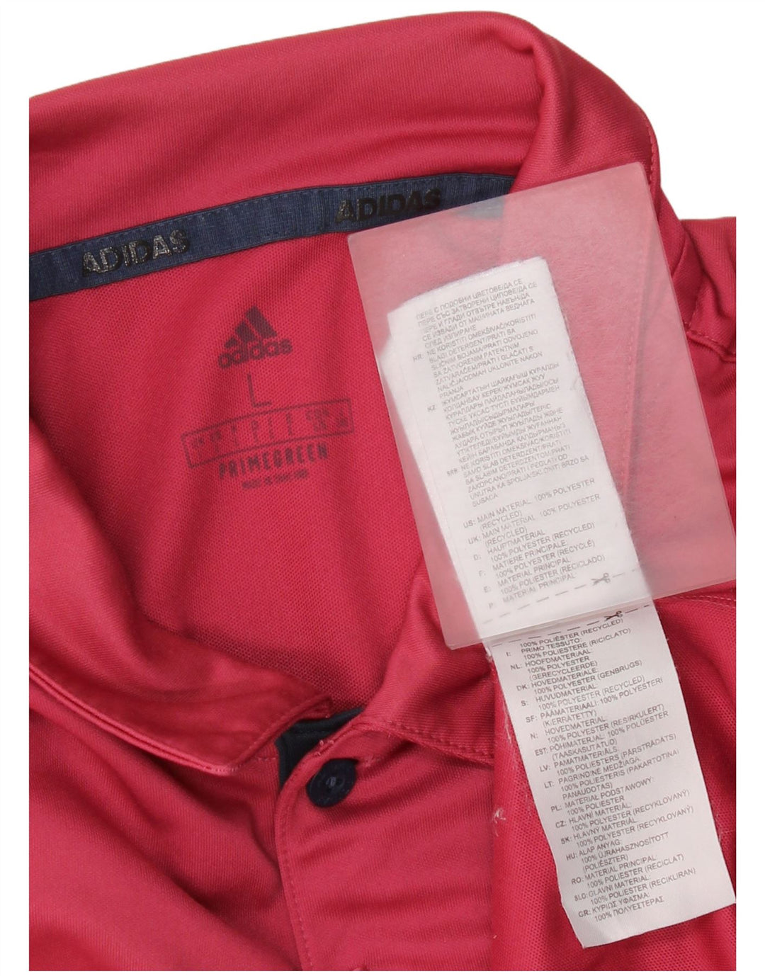 Adidas Polo Primegreen para hombre, poliéster a rayas rojas grandes