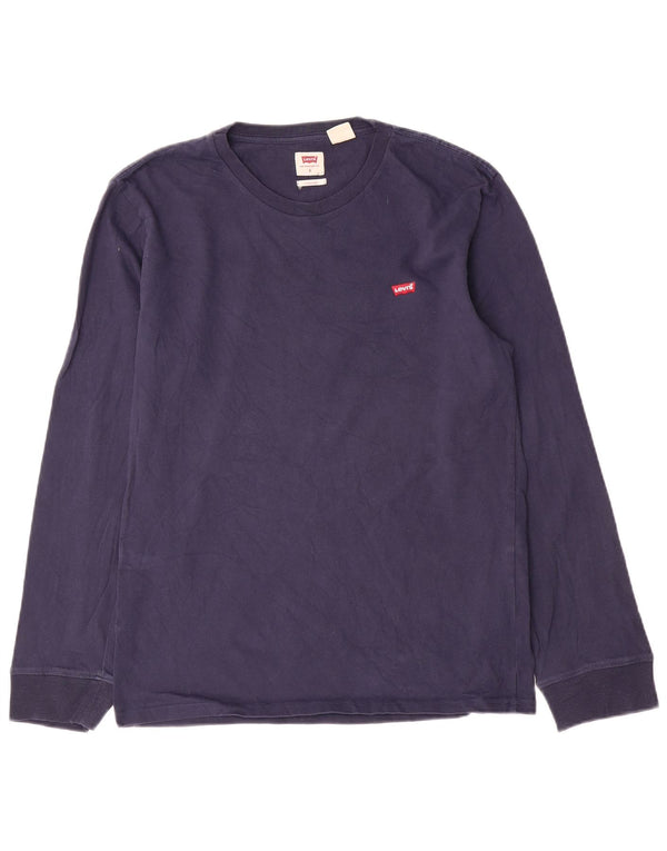 Levi's Mens Standard Fit Top Manga Larga Pequeño Algodón Azul Marino