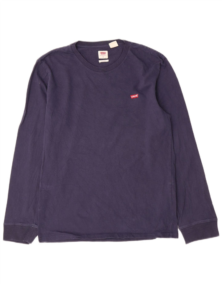 Levi's Mens Standard Fit Top Manga Larga Pequeño Algodón Azul Marino