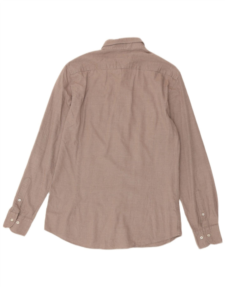 Camisa Massimo Dutti Hombre Algodón Raya diplomática Marrón Medio