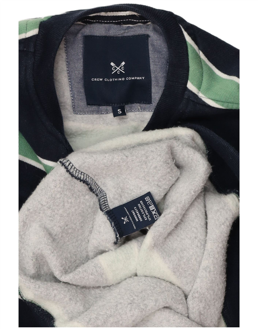 Crew Clothing Sudadera para hombre Jersey Pequeño Algodón a rayas azul marino