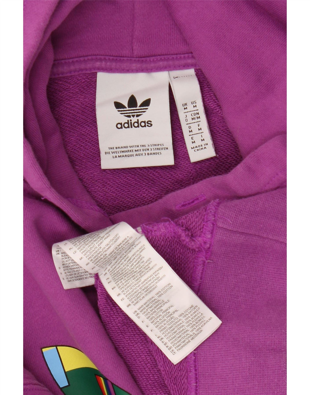 Adidas Hombre Sudadera Con Capucha Y Estampado Extragrande De Algodón Morado Medio