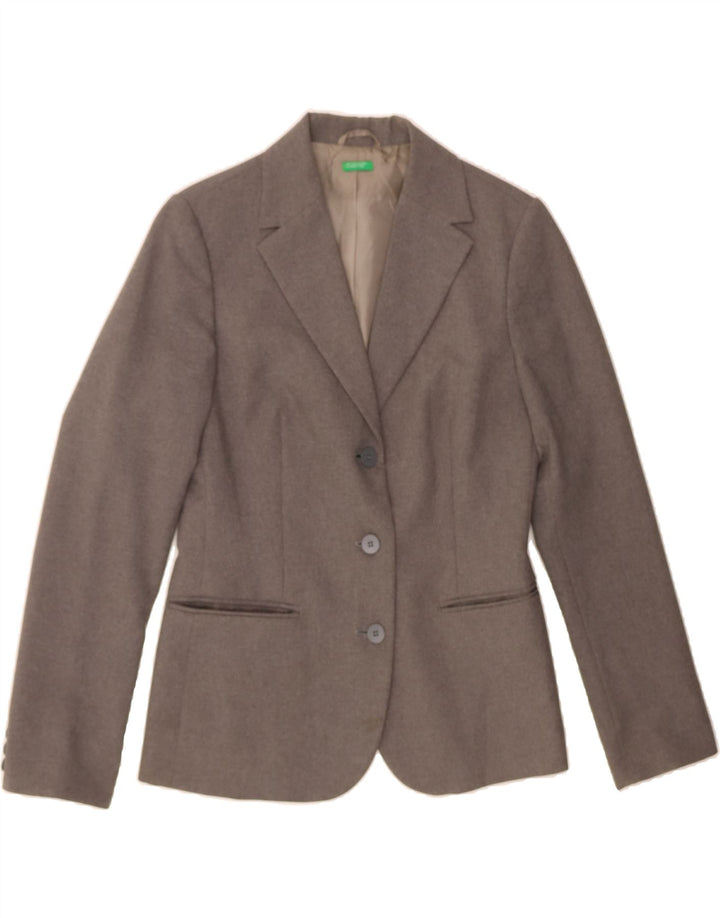 BENETTON Womens 3 Button Blazer Jacket IT 42 Medium Grey Polyester Vintage Benetton and Second-Hand Benetton from Messina Hembry 
