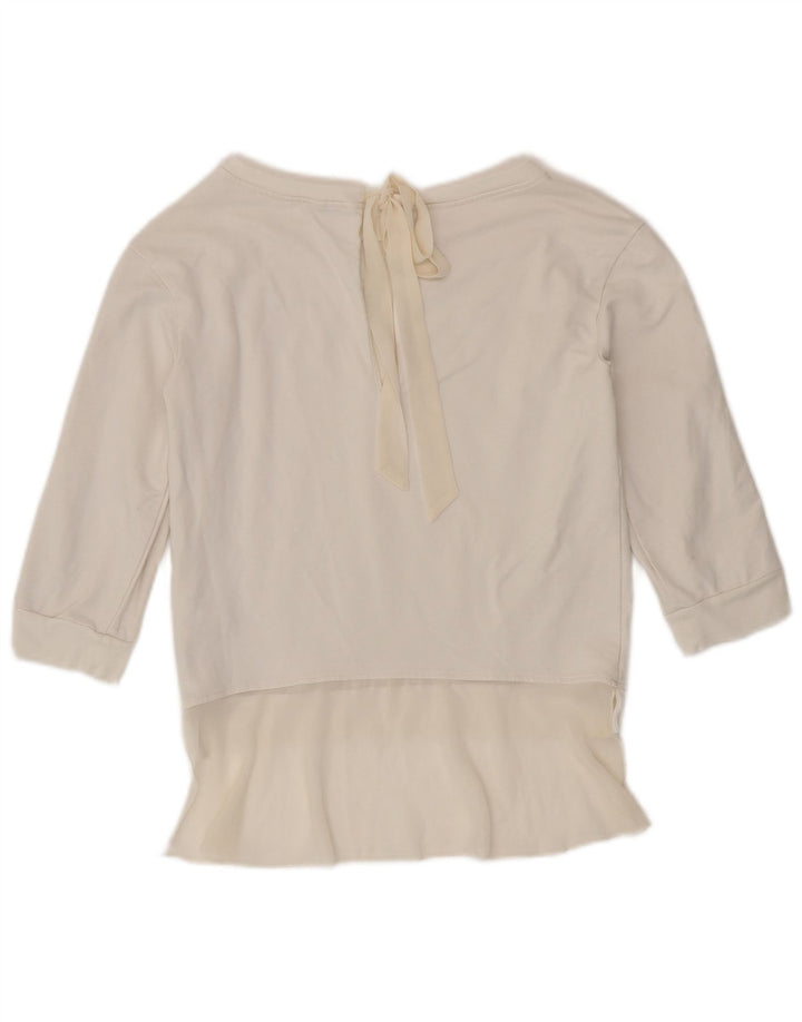 Liu Jo Mujer Manga 3/4 Sudadera Jumper IT 40 Small White Cotton