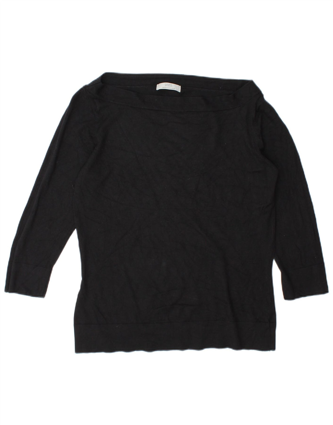 Marks & Spencer Mujer Lash Top Manga 3/4 UK 10 Small Viscosa Negra