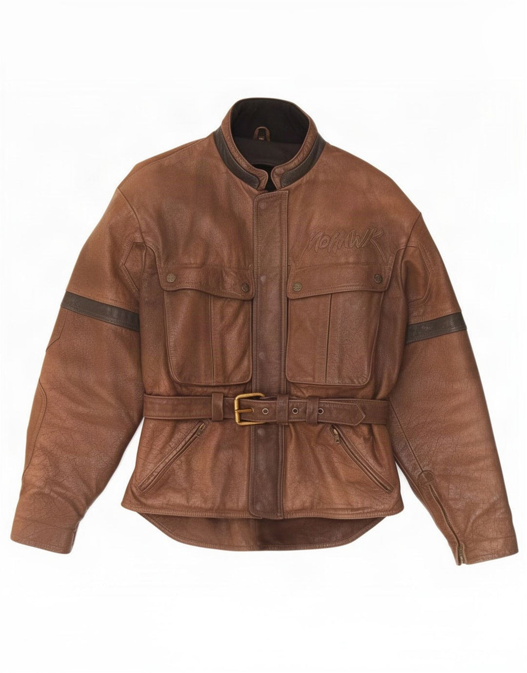 Mohawk Chaqueta de cuero gráfica para hombre UK 38 Marrón medio