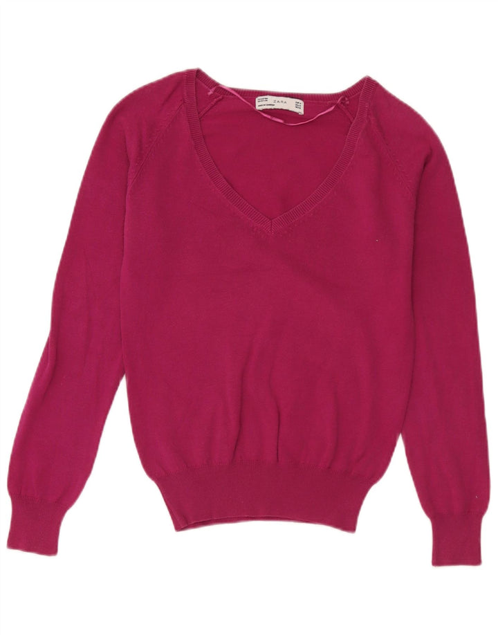 Zara - Jersey con cuello en V para mujer, talla 40, color rosa medio