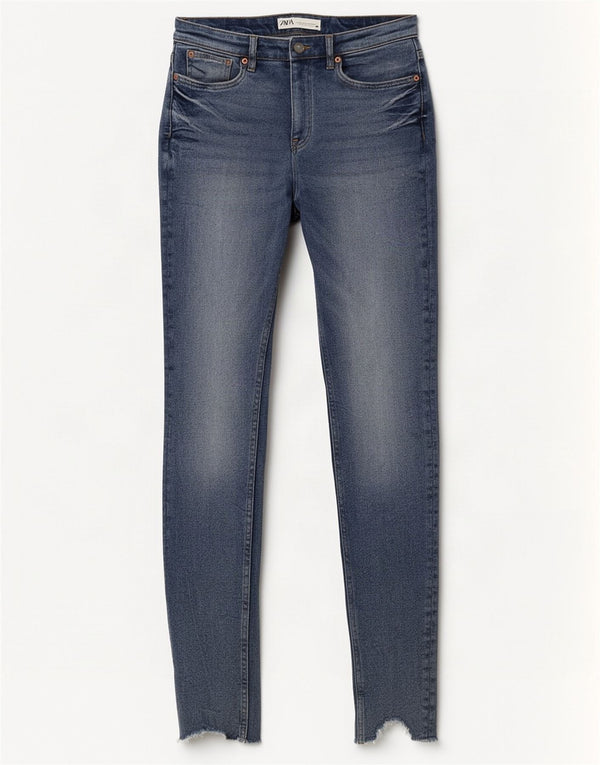 Zara Vaqueros pitillo desgastados para mujer EU 38 Small W28 L30 Algodón azul