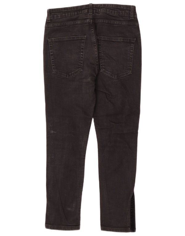 Zara Mens Cropped Jeans EU 38 Small W30 L24 Bloque de color negro