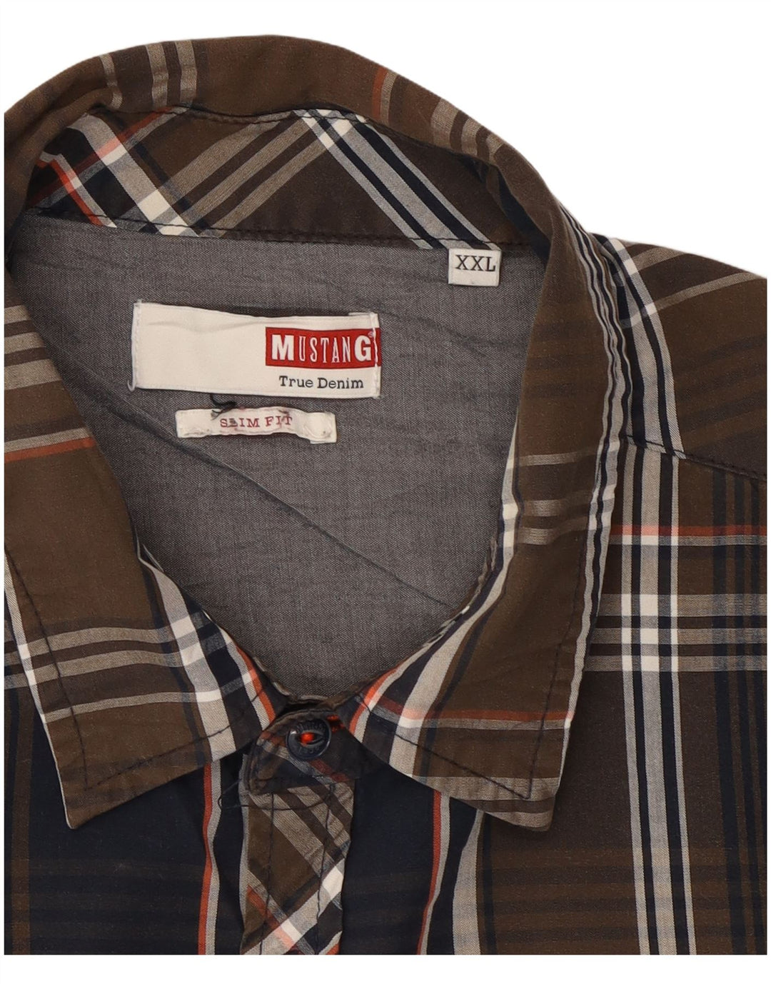 Mustang Camisa Slim Fit para Hombre 2XL Algodón A Cuadros Marrón