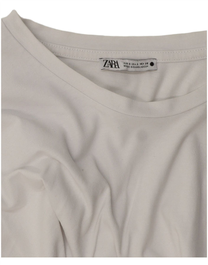 Zara Mujer Camiseta Extragrande Top UK 10 Small Blanco