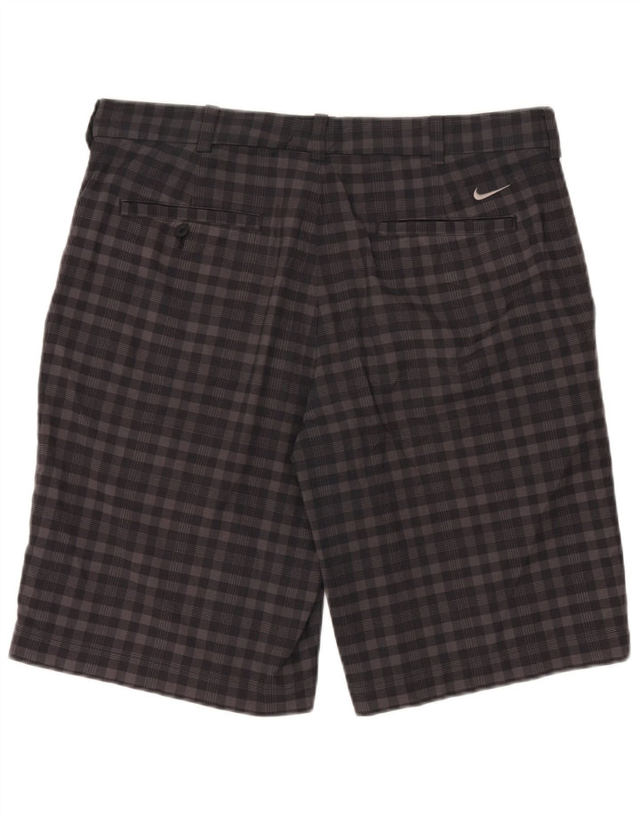 Nike Pantalones cortos chinos Dri Fit para hombre W34 poliéster a cuadros gris grande