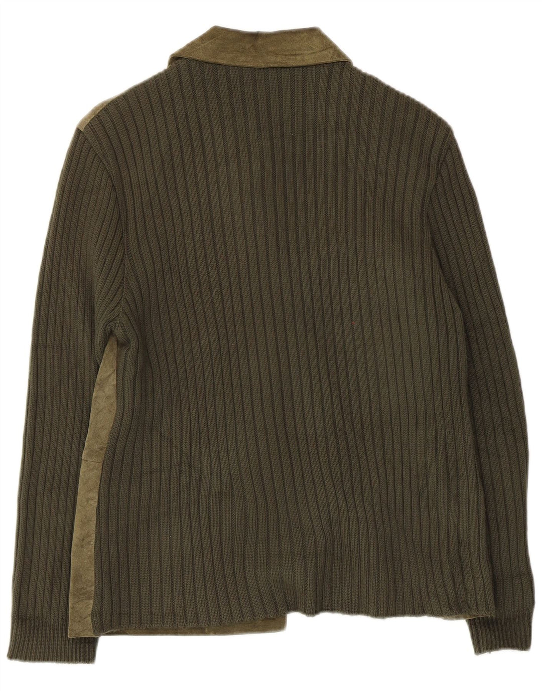 Vintage mujer punto ante chaqueta Reino Unido 14 cuero verde medio