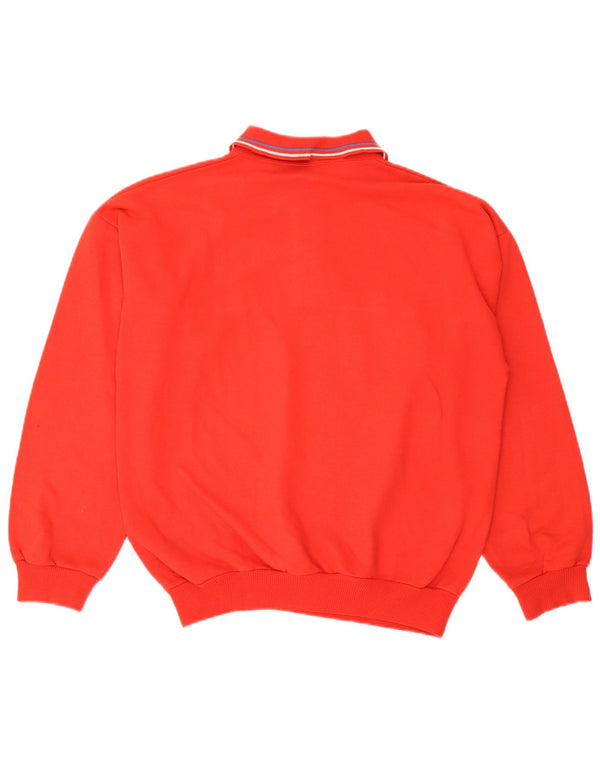 Vintage hombres polo cuello sudadera jumper grande rojo rayas algodón