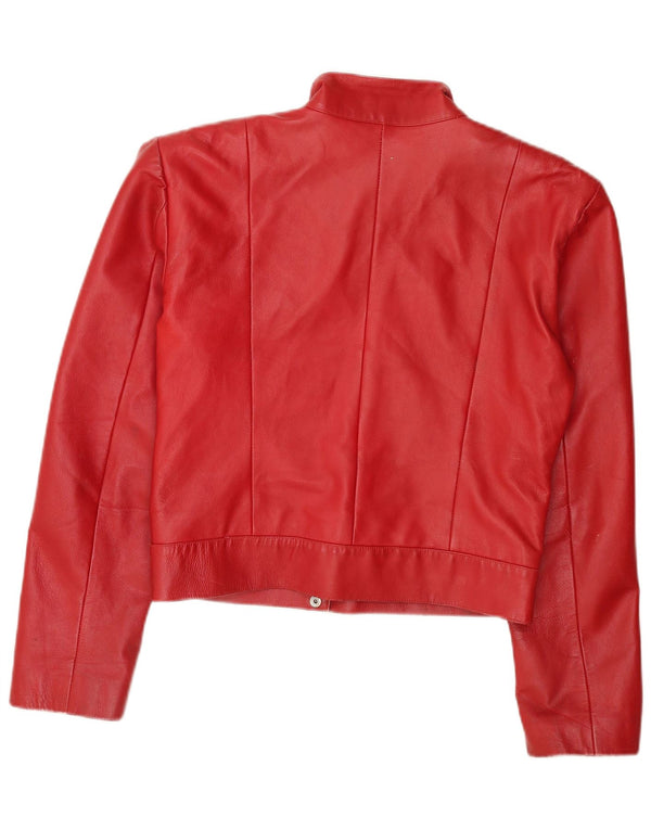 Vintage mujer crop chaqueta de cuero Reino Unido 18 XL rojo