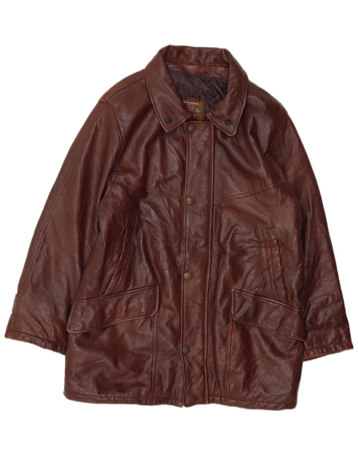 MAESTRO ARTIEIANO Chaqueta de cuero para hombre UK 44 2XL Cuero marrón