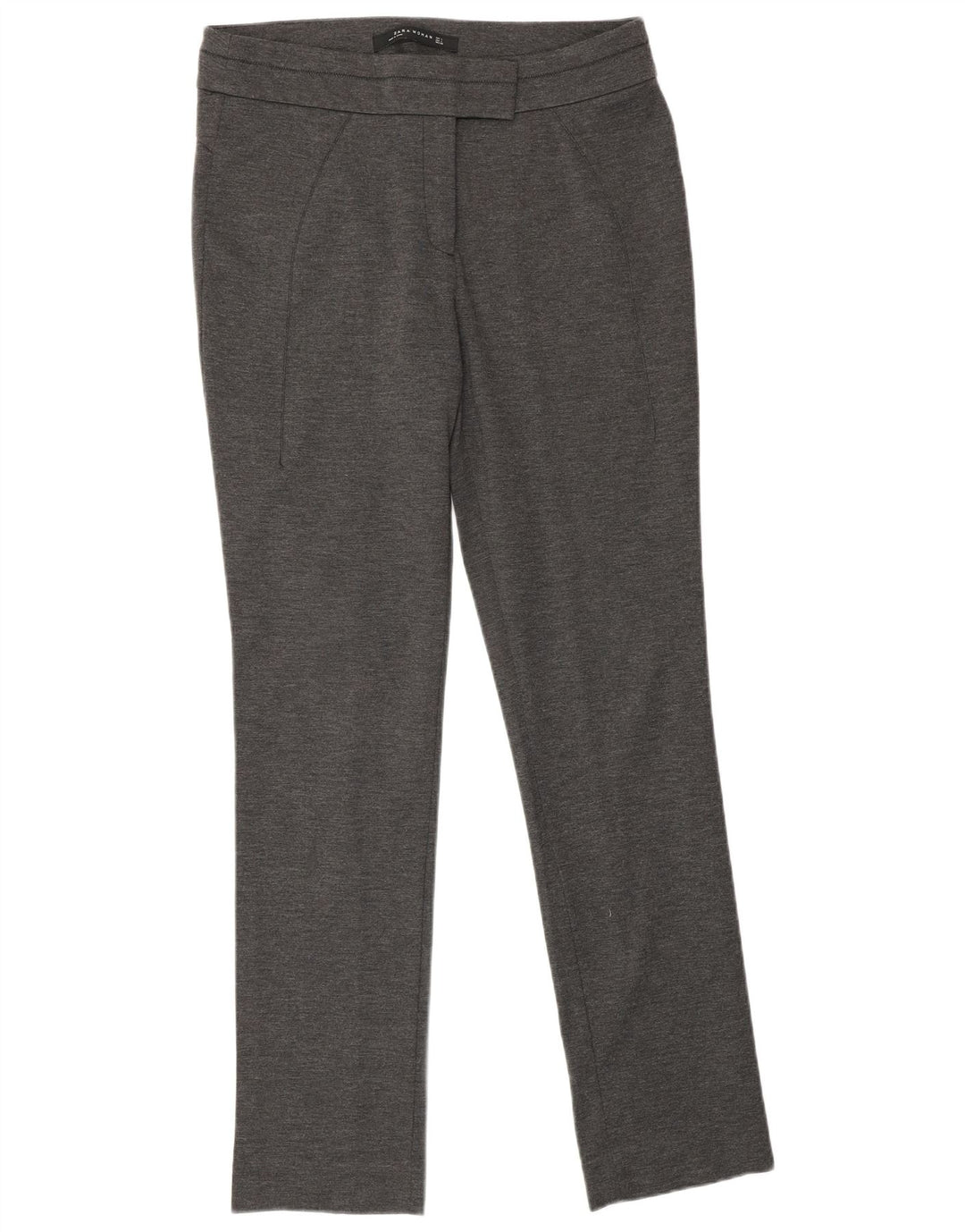 Zara Mujer Pantalón De Traje Slim Grande W32 L30 Gris Moteado
