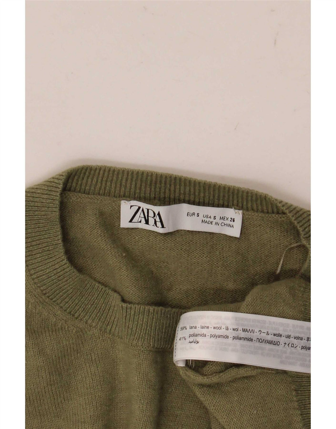 Zara Mujer Oversize Cuello Redondo Jersey Jersey UK 10 Small Green Wool