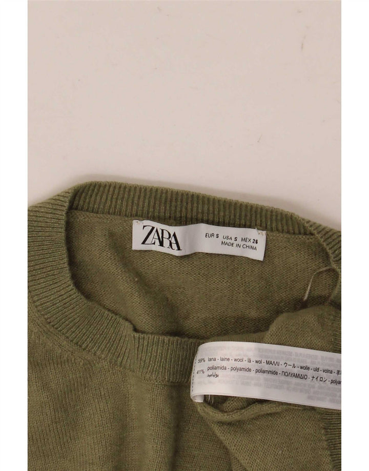 Zara Mujer Oversize Cuello Redondo Jersey Jersey UK 10 Small Green Wool