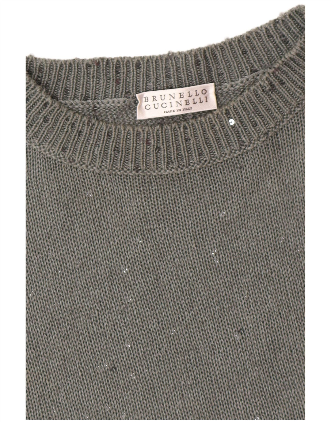 BRUNELLO CUCINELLI Jersey de cuello redondo para mujer UK 40 Gris medio