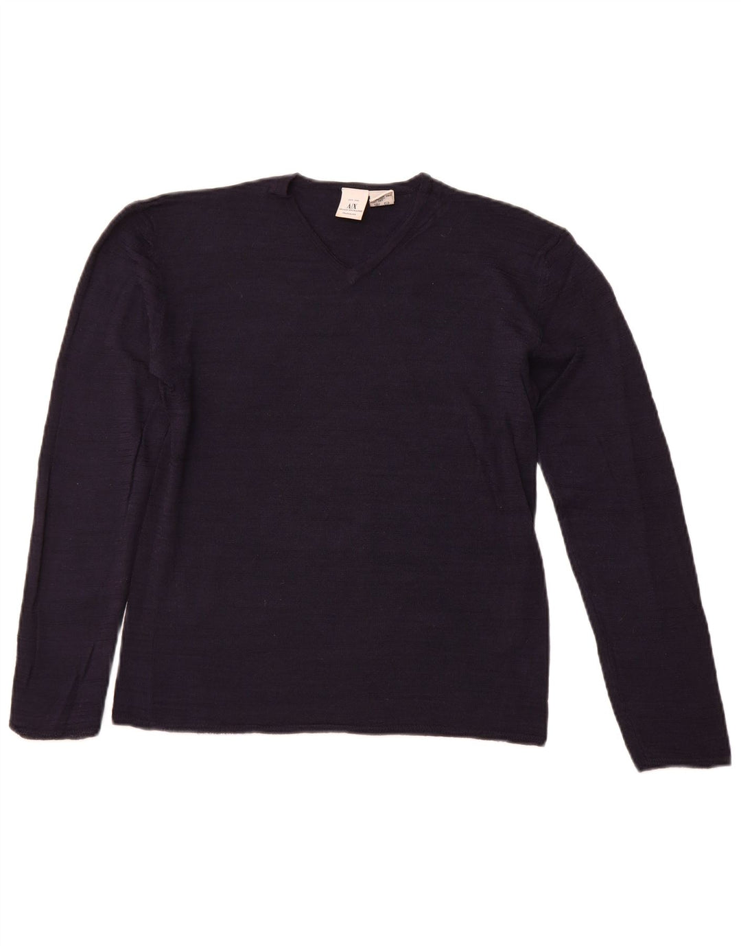 ARMANI EXCHANGE Suéter con cuello en V para mujer UK 12 Medium Azul marino