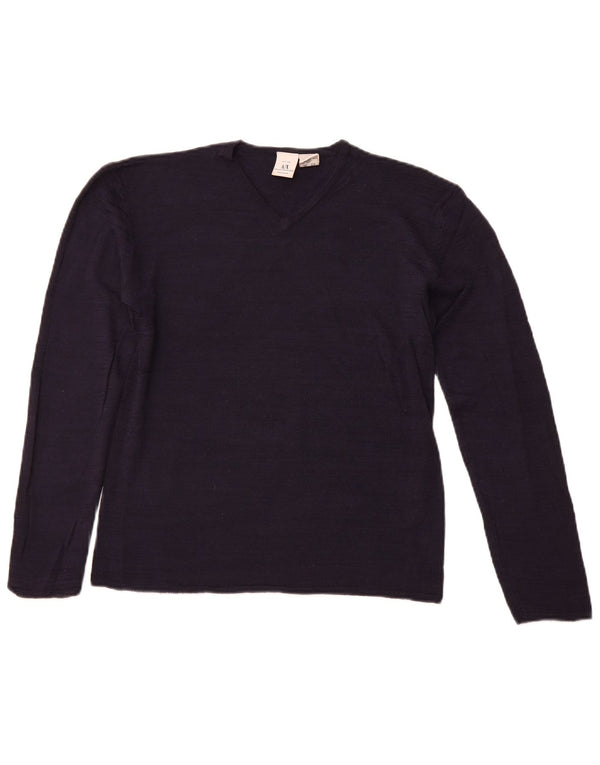 ARMANI EXCHANGE Suéter con cuello en V para mujer UK 12 Medium Azul marino