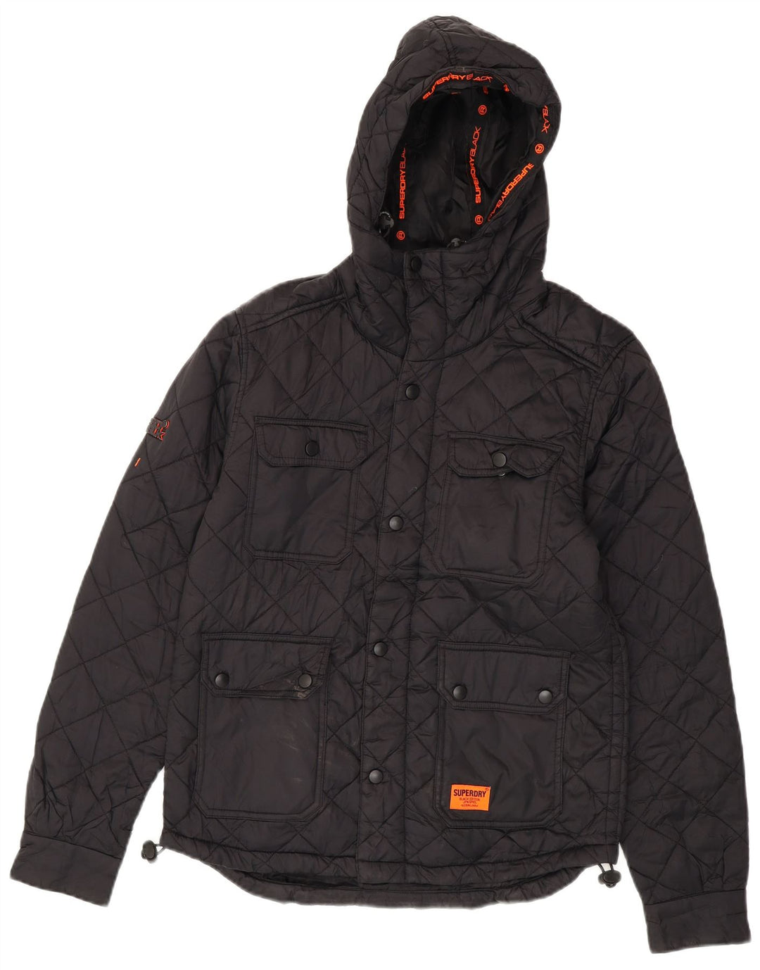 SUPERDRY Chaqueta acolchada con capucha para hombre UK 36 Small Black Nylon